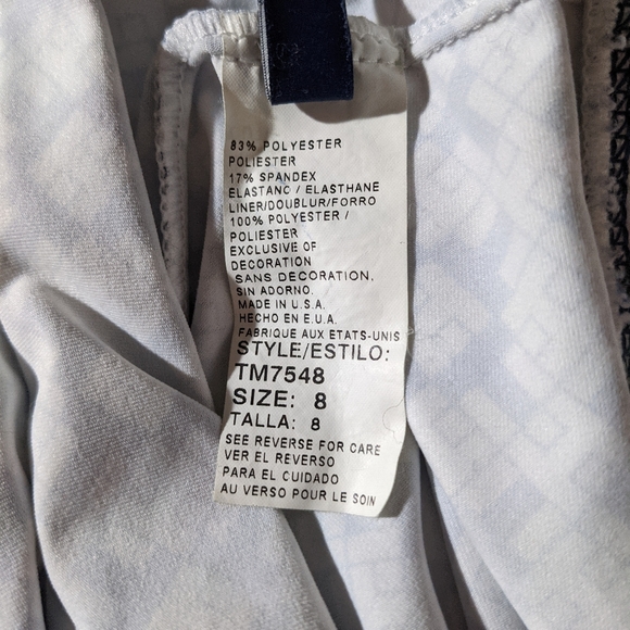 Tommy Hilfiger Tankini top size 8 halter tie neck navy and white geometric - Picture 4 of 7